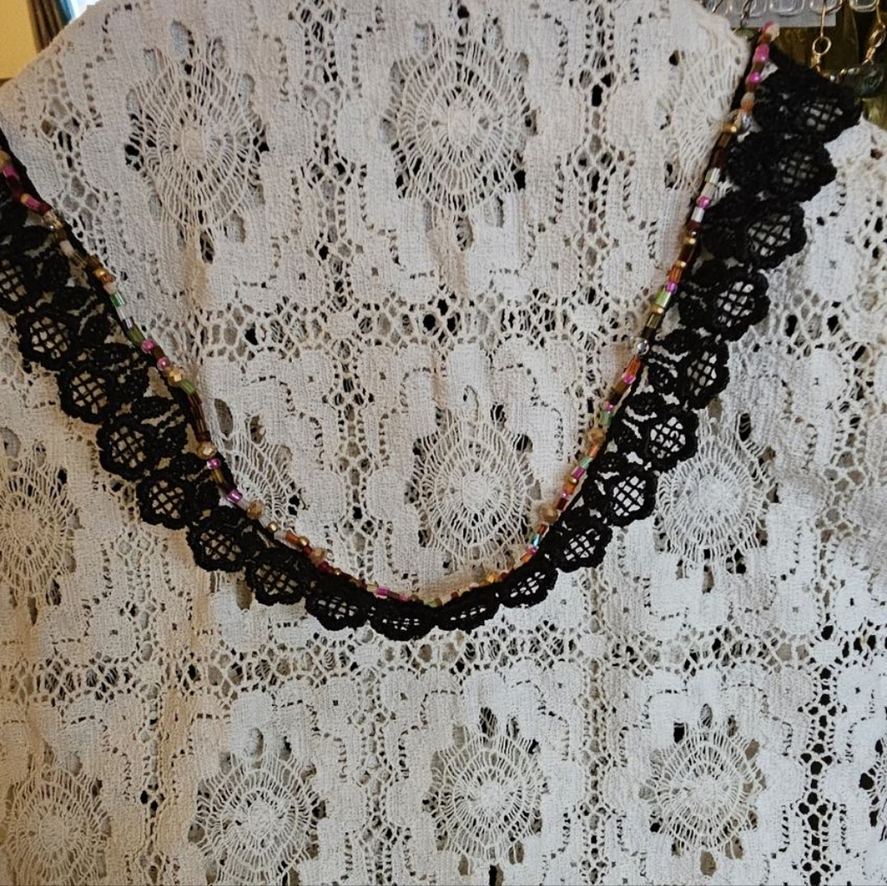 Hand sewn seed bead choker